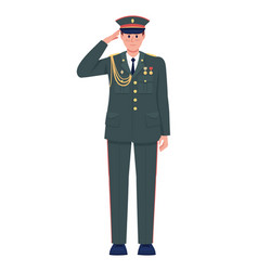 Officer In Full Dress Uniform Saluting Semi Flat