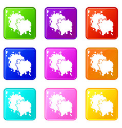 Paintball Splash Blob Icons Set 9 Color Collection