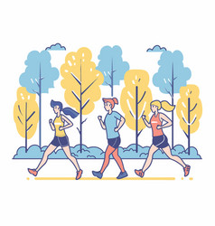 Three Young Adult Women Jogging Through Park