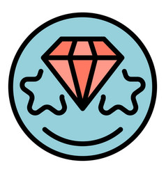 Diamond Chat Product Review Icon Color Outline