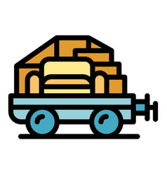 Airport Baggage Cart Icon Flat