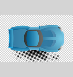 Blue Car Top View Flat Design