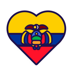 Ecuador Flag Festive Patriot Heart Outline Icon