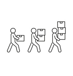 Box Delivery Person Move Cargo Line Icon