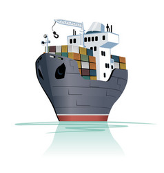 Cargo container ship side view freight Royalty Free Vector
