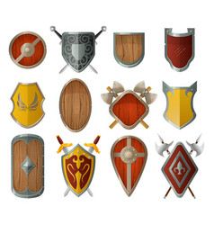 Swords shields axe for fantasy game Royalty Free Vector