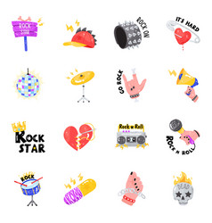 Rock And Roll Flat Icons