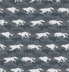 Running Wolves Gray Background