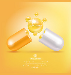 Zeaxanthin Medicine Capsule And Structure Orange