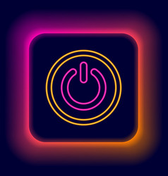 Glowing Neon Line Power Button Icon Isolated On