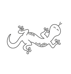 Simple Coloring Page Lizard For Kids In Doodle