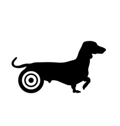 Disabled Dog Dachshund In Wheelchair Silhouette