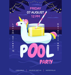 Night Pool Party Poster Flat Template