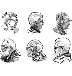 Sketches Portraits Various Elderly People