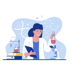 Young Woman Scientist Work In Laboratory