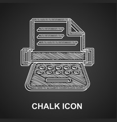 Chalk Retro Typewriter And Paper Sheet Icon