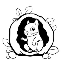 Cute Cartoon Squirrel Peeking Out Of A Nut