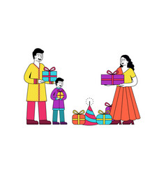 Indian Family Celebrating Diwali Festival