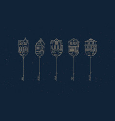 Modern Graphic House Key Collection Blue