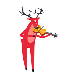 Reindeer Playing Violin And Animal With Music