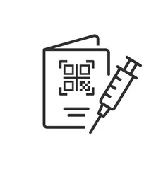 Vaccine Passport Line Icon On White Background