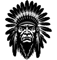 Indian Chief - Black And White Isolated Icon