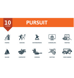 Pursuit Set Creative Icons Fishing Dancing