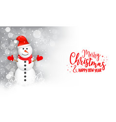 Snowman With Santa Hat Christmas Banner