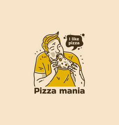 Vintage Of Man Eating Pizza