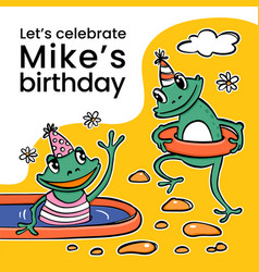 Birthday Cheerful Frog Ig Post Cute Cartoon Set