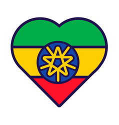 Ethiopia Flag Festive Patriot Heart Outline Icon