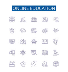 Online Education Line Icons Signs Set Design