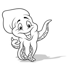 Drawing Of A Cheerful Laughing Octopus