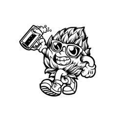 Hop Brewery Smiley Mascot With Beer Glasses