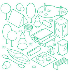 Isometric Camping Objects Set