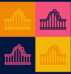 Pop Art Line Roller Coaster Icon Isolated On Color