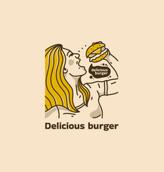 Vintage Of Woman Eating Burger