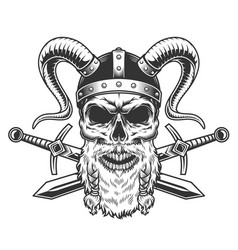 Vintage Stern Bearded Viking Skull