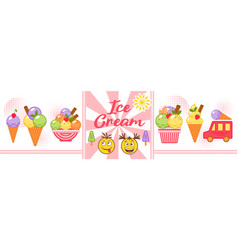 Set Of Ice Cream Objects Emoji In Simple Style