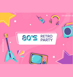 80s Party Background Template Flat Cartoon