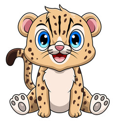 Cute Baby Cheetah Cartoon Sitting