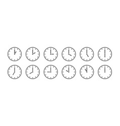 Set Of Clocks Indicating The Time Every Hour