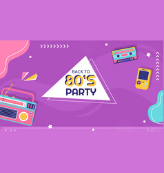 80s Party Video Thumbnail Template Flat Cartoon