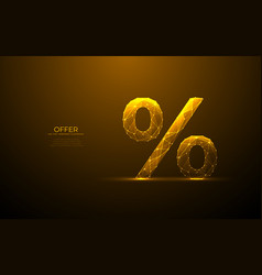 Digital Golden Percentage Icon Abstract Discount