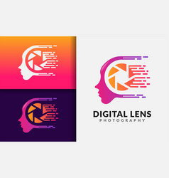 Digital Lens Logo Design Abstract Human Face