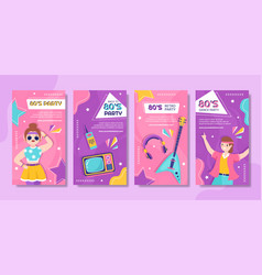 80s Party Social Media Stories Template Flat