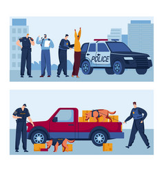 Detective Search Together Dog Car Police