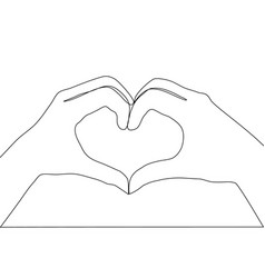 Two Hands Making Heart Sign Continuous Line