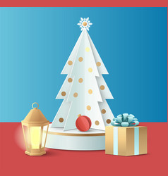 Origami Christmas Tree With Gift Lantern