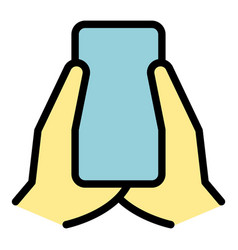 Palm Holding Phone Icon Flat